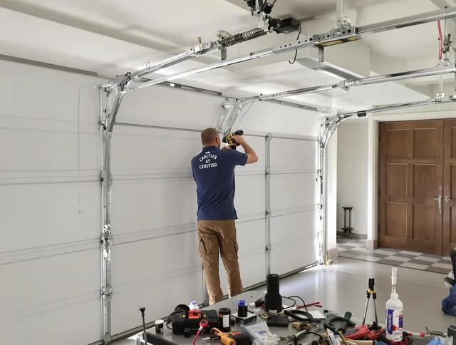 Redlands Garage Door Repair certified technician performing precision garage door repair in Redlands