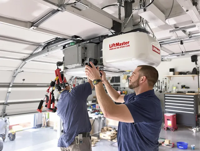 Redlands Garage Door Repair technician performing advanced diagnostics on garage opener in Redlands