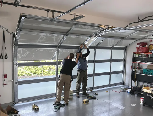 Redlands Garage Door Repair expert performing precise panel replacement on Redlands garage door